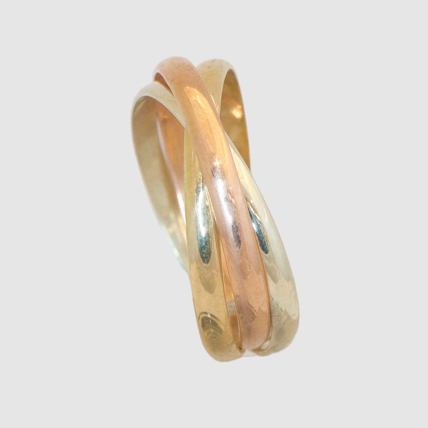 14K Tri Color Gold 3 ring Rolling Ring 2.0mm | Sarraf.com