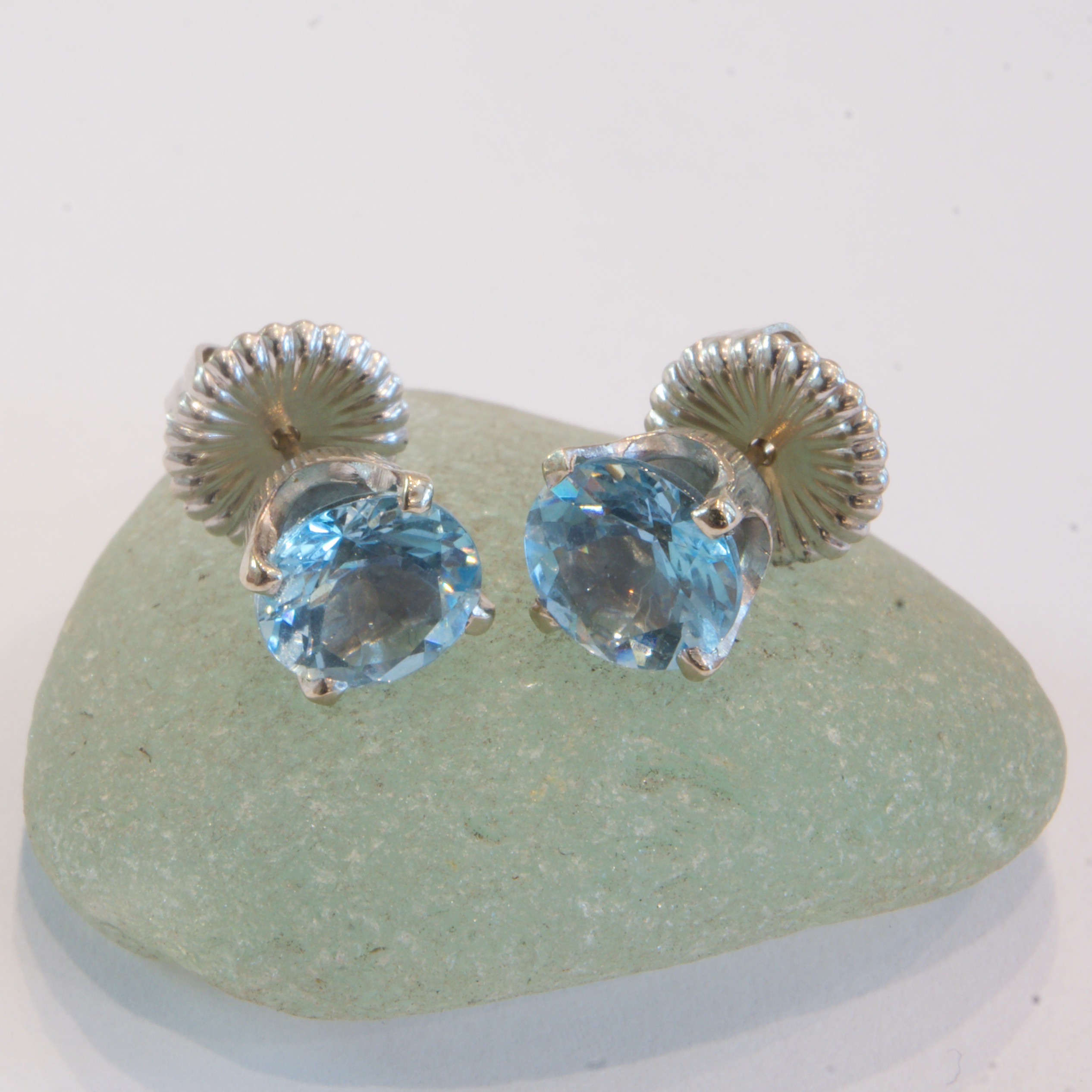 Aquamarine ear studs